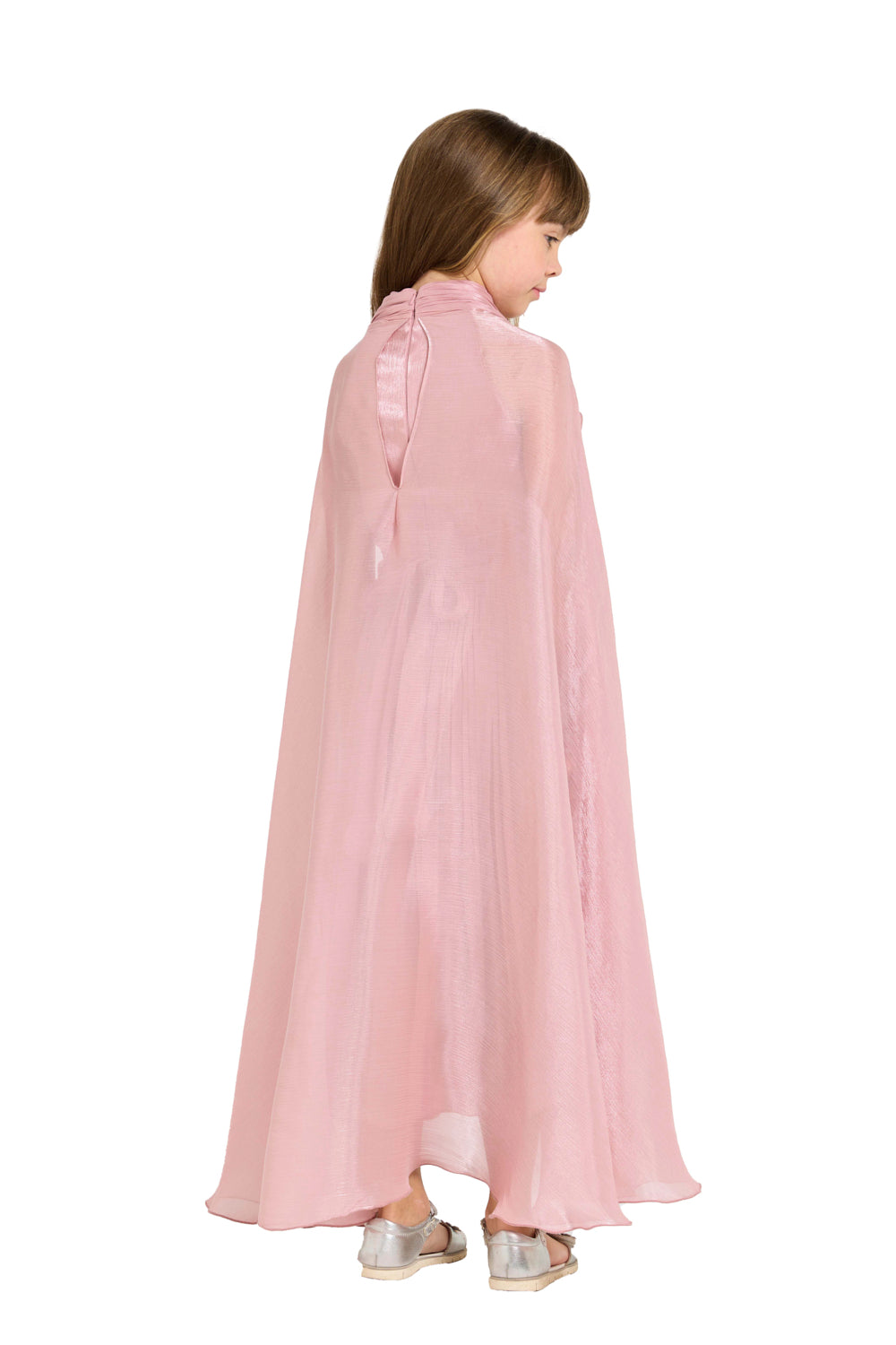 Gathered Soft Shine Cape Dress