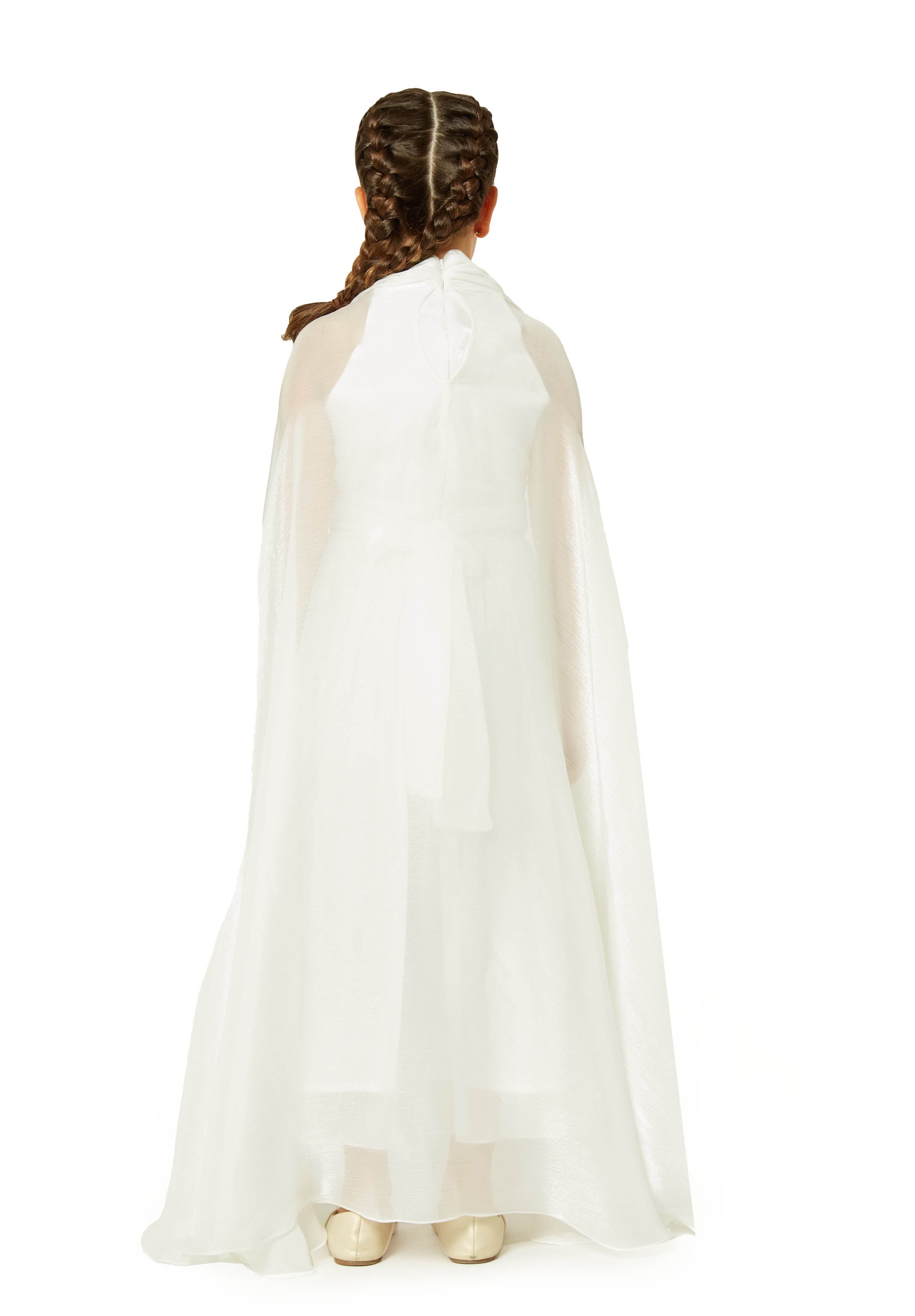 Gathered Soft Shine Cape Dress