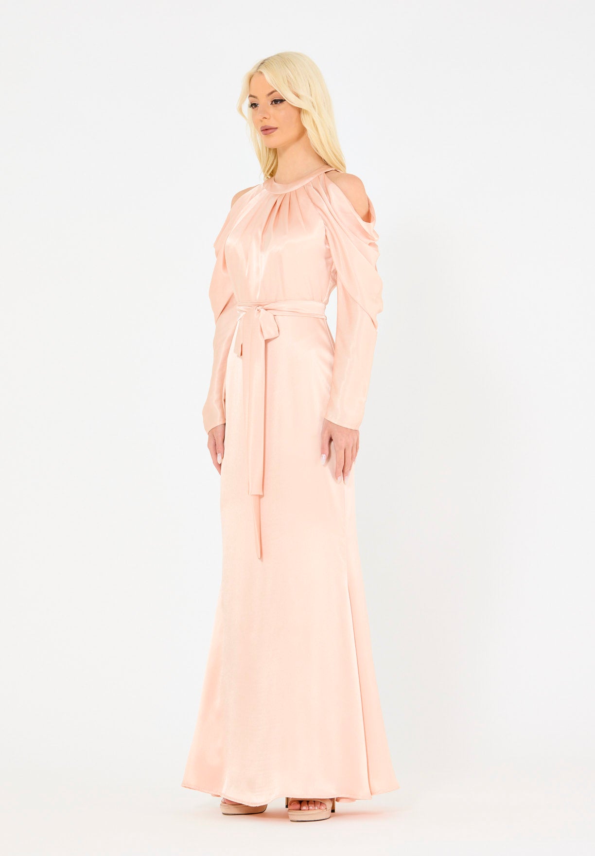 Statement Sleeves Cold-Shoulder Gown