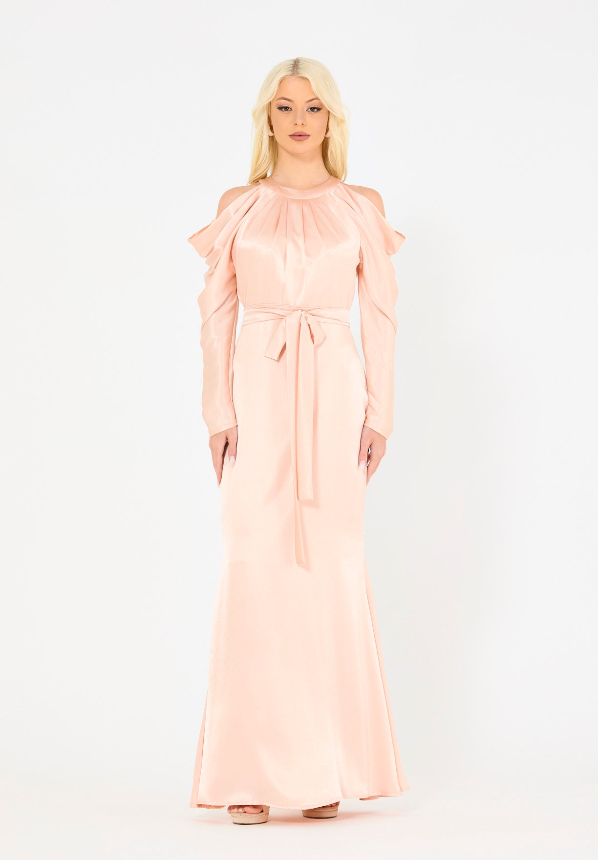 Statement Sleeves Cold-Shoulder Gown