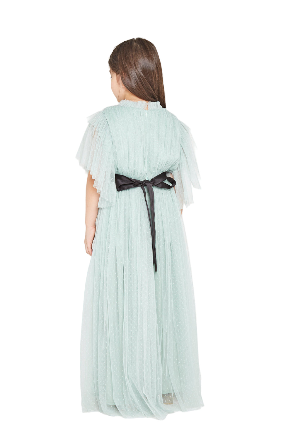Layered Dot Tulle Ruffle Gown