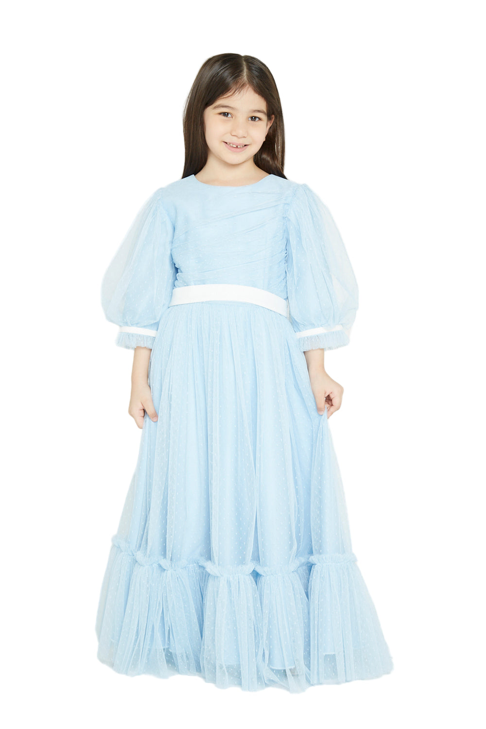Balloon Sleeve Celestial Tulle Gown