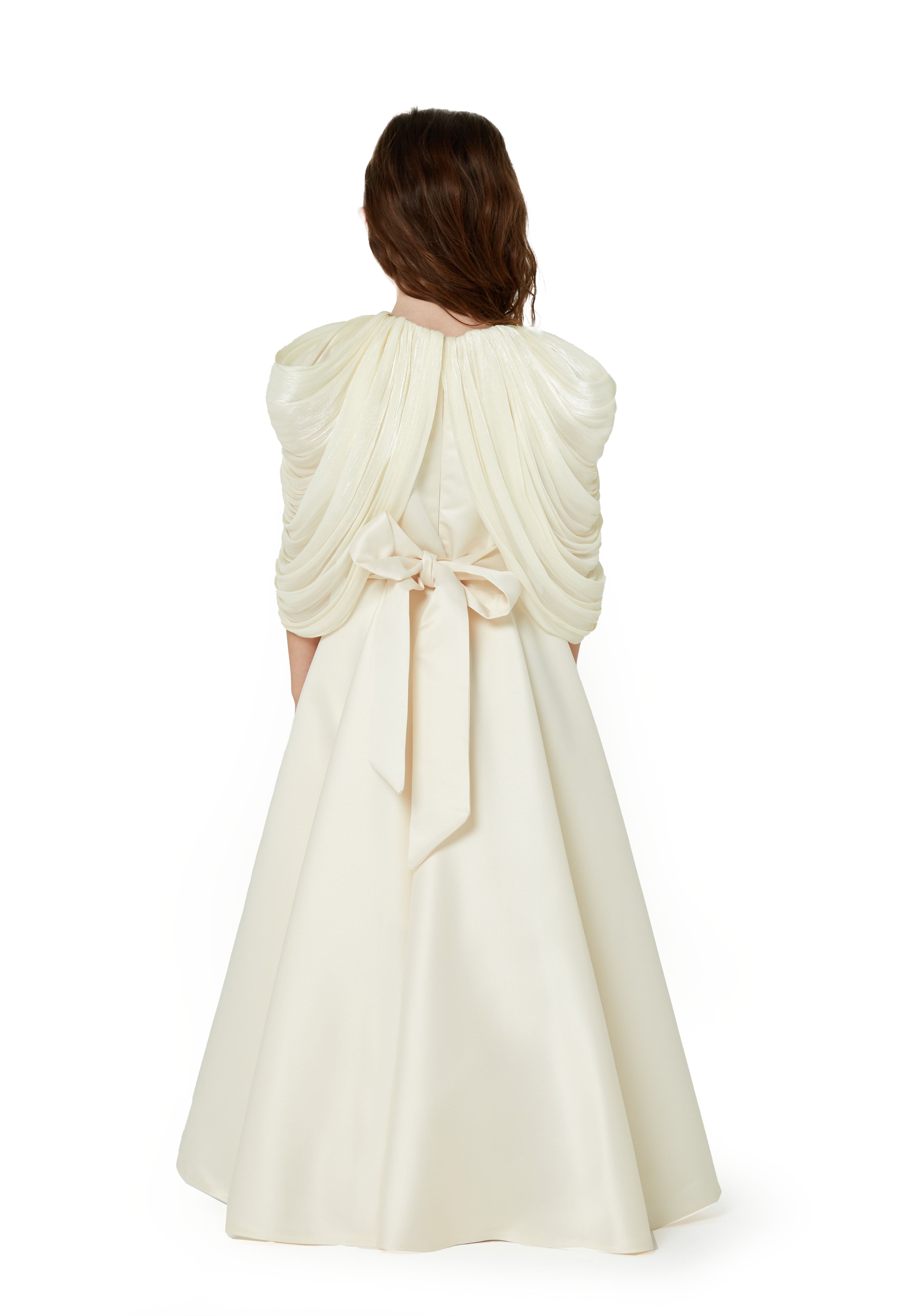 Pleated Shoulder High-Low Dress