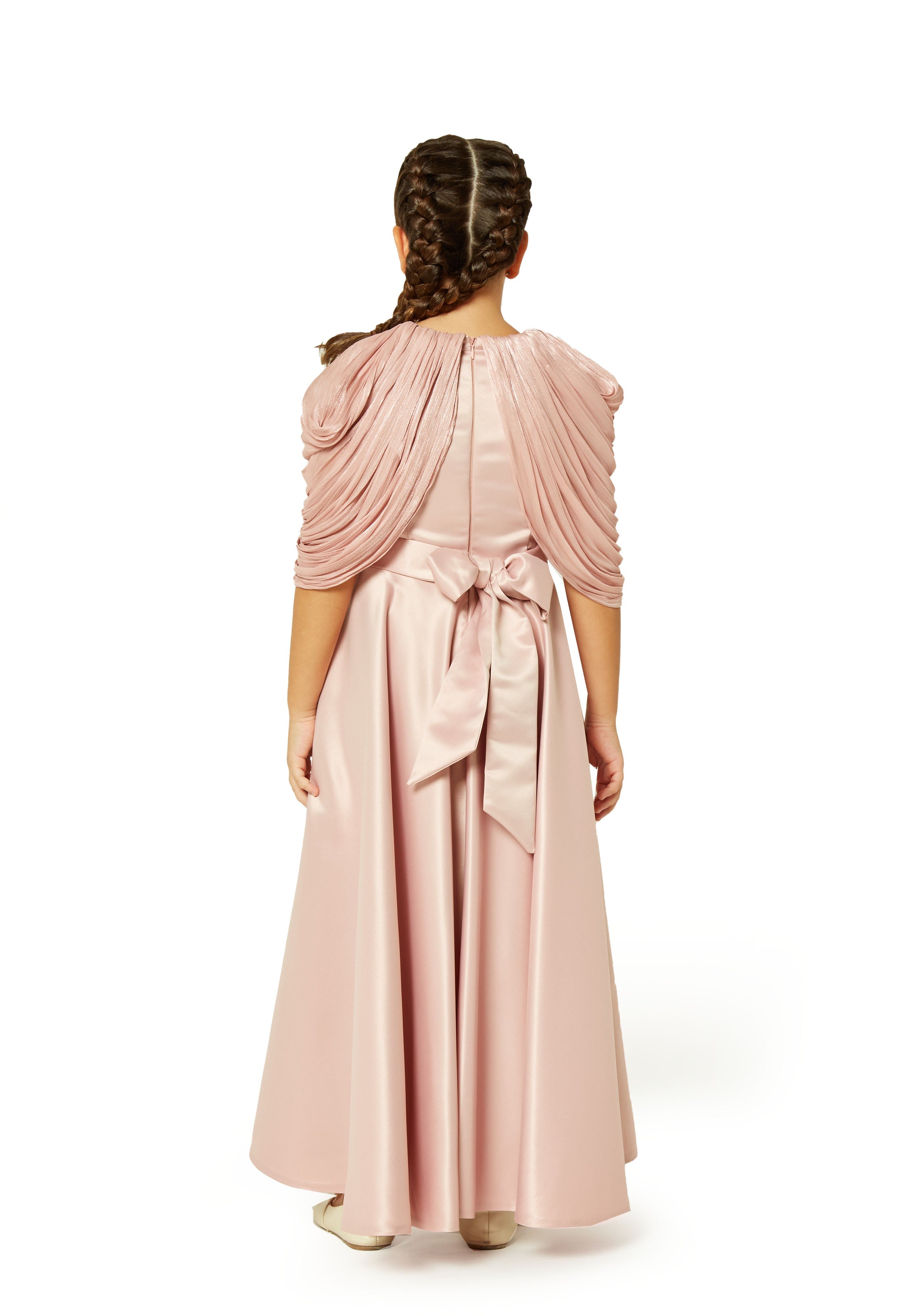 Pleated Shoulder High-Low Dress