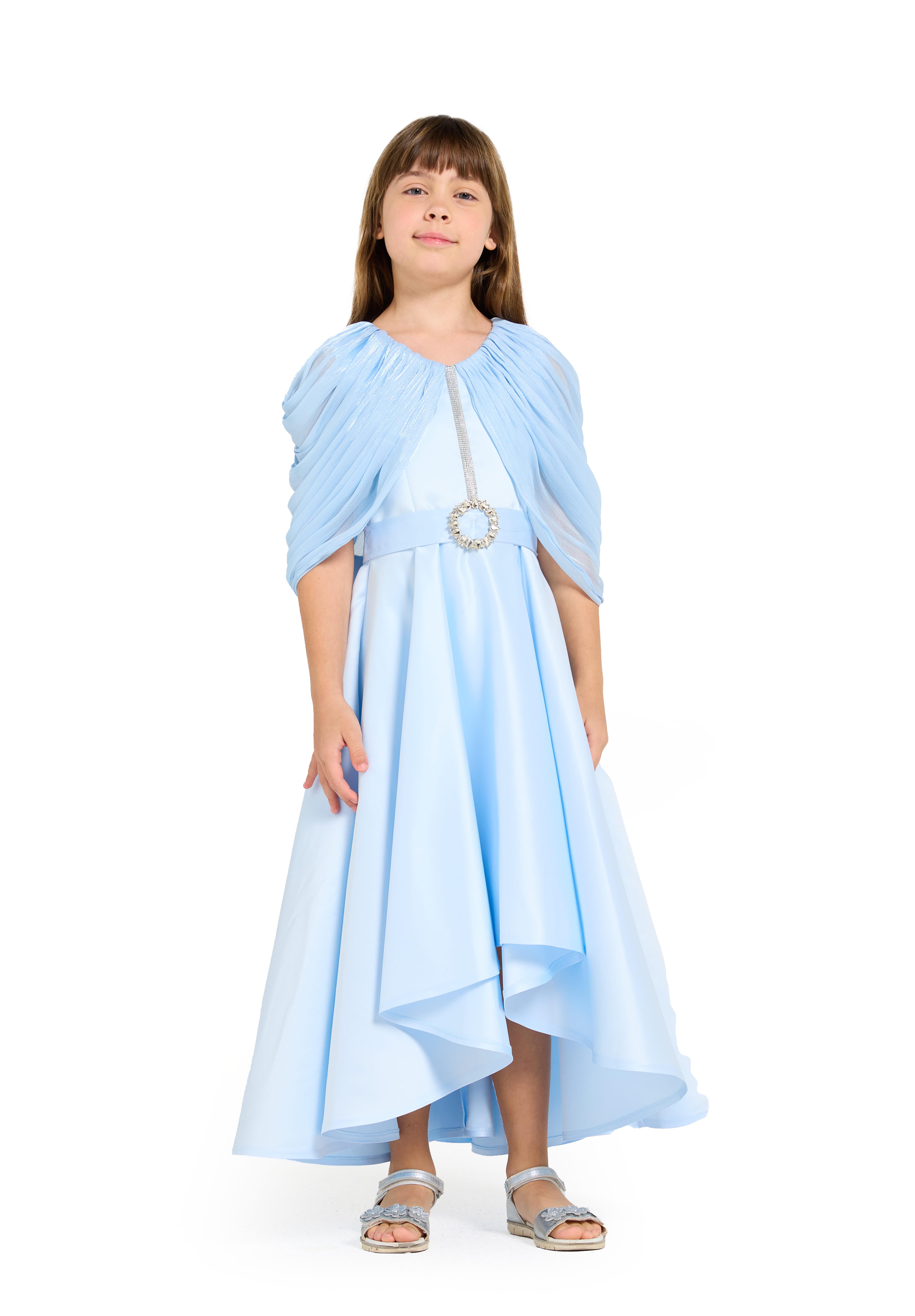 Pleated Shoulder High-Low Dress