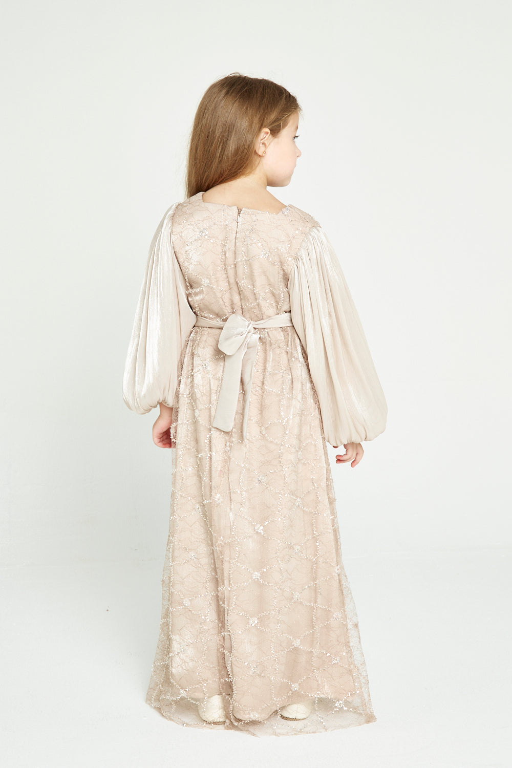 Crystal Whimsy Pleated Sleeve Dress