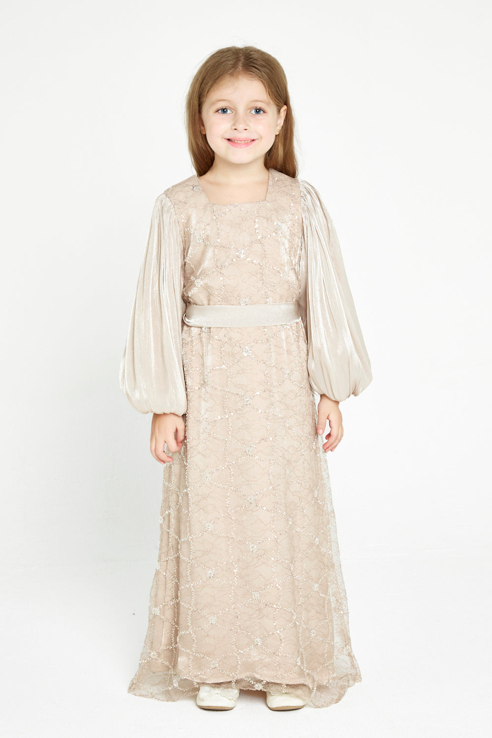 Crystal Whimsy Pleated Sleeve Dress