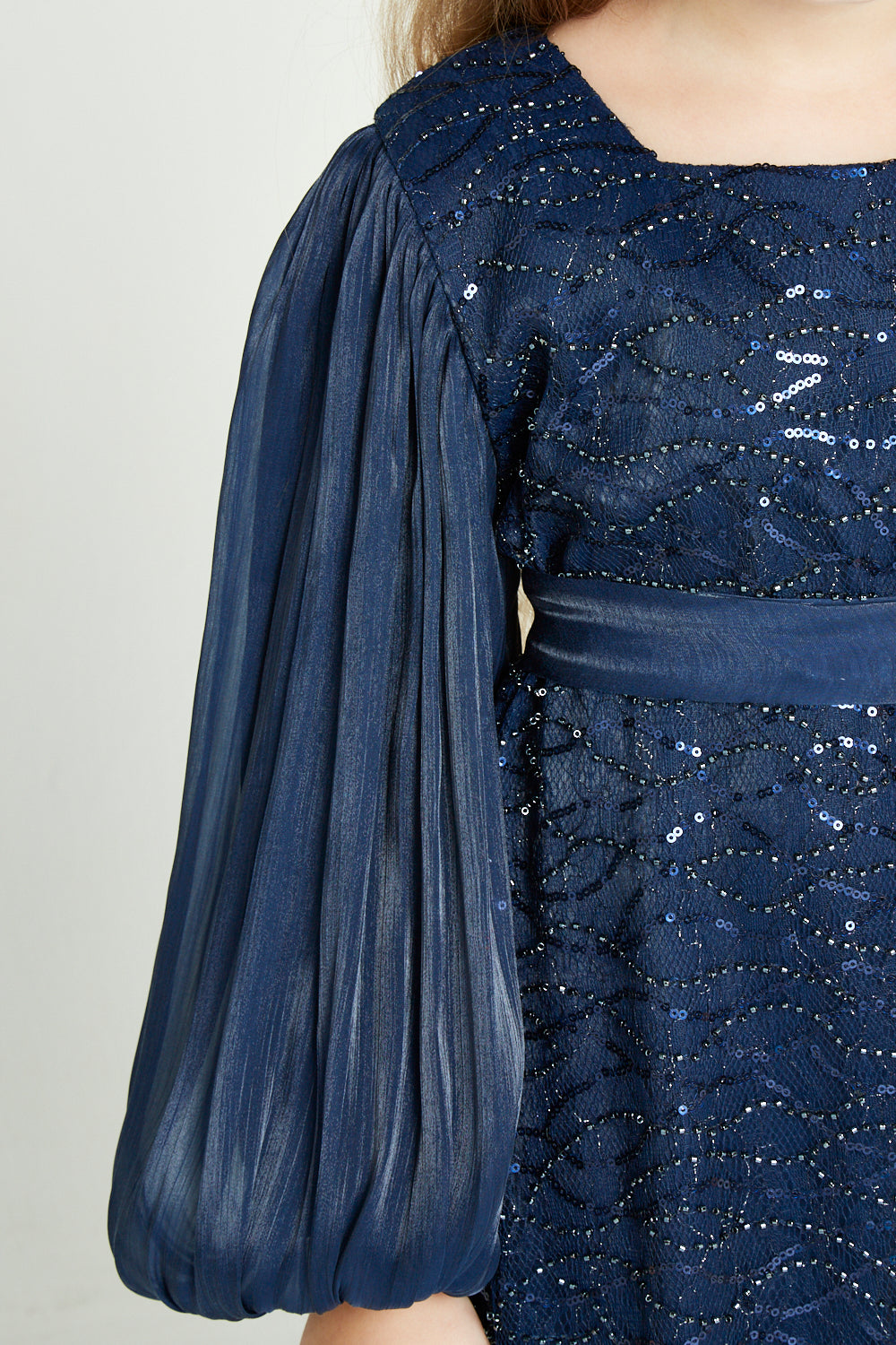 Crystal Whimsy Pleated Sleeve Dress