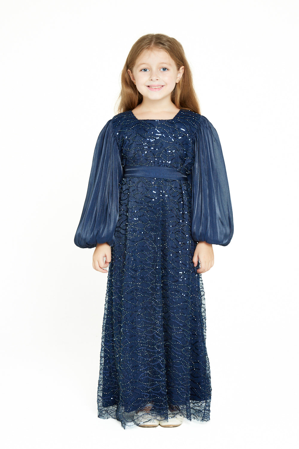 Crystal Whimsy Pleated Sleeve Dress