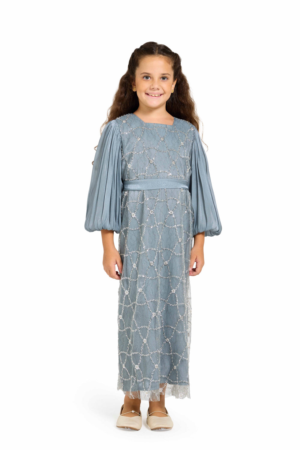 Crystal Whimsy Pleated Sleeve Dress