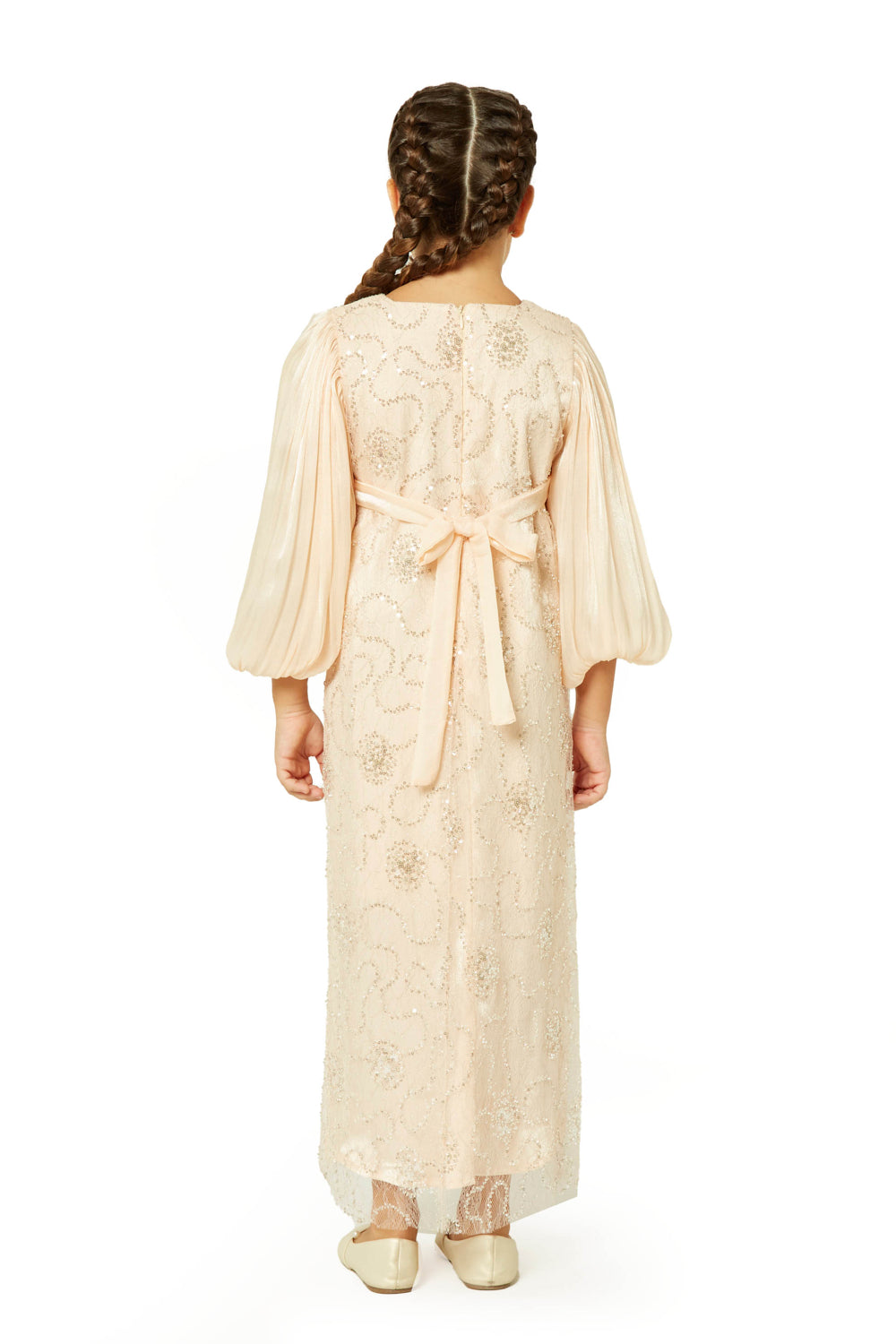 Crystal Whimsy Pleated Sleeve Dress