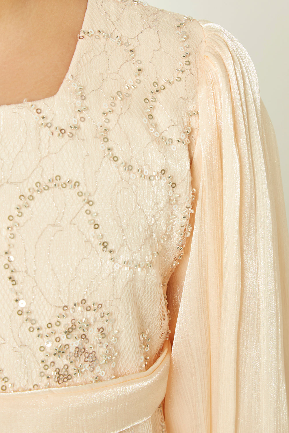 Crystal Whimsy Pleated Sleeve Dress