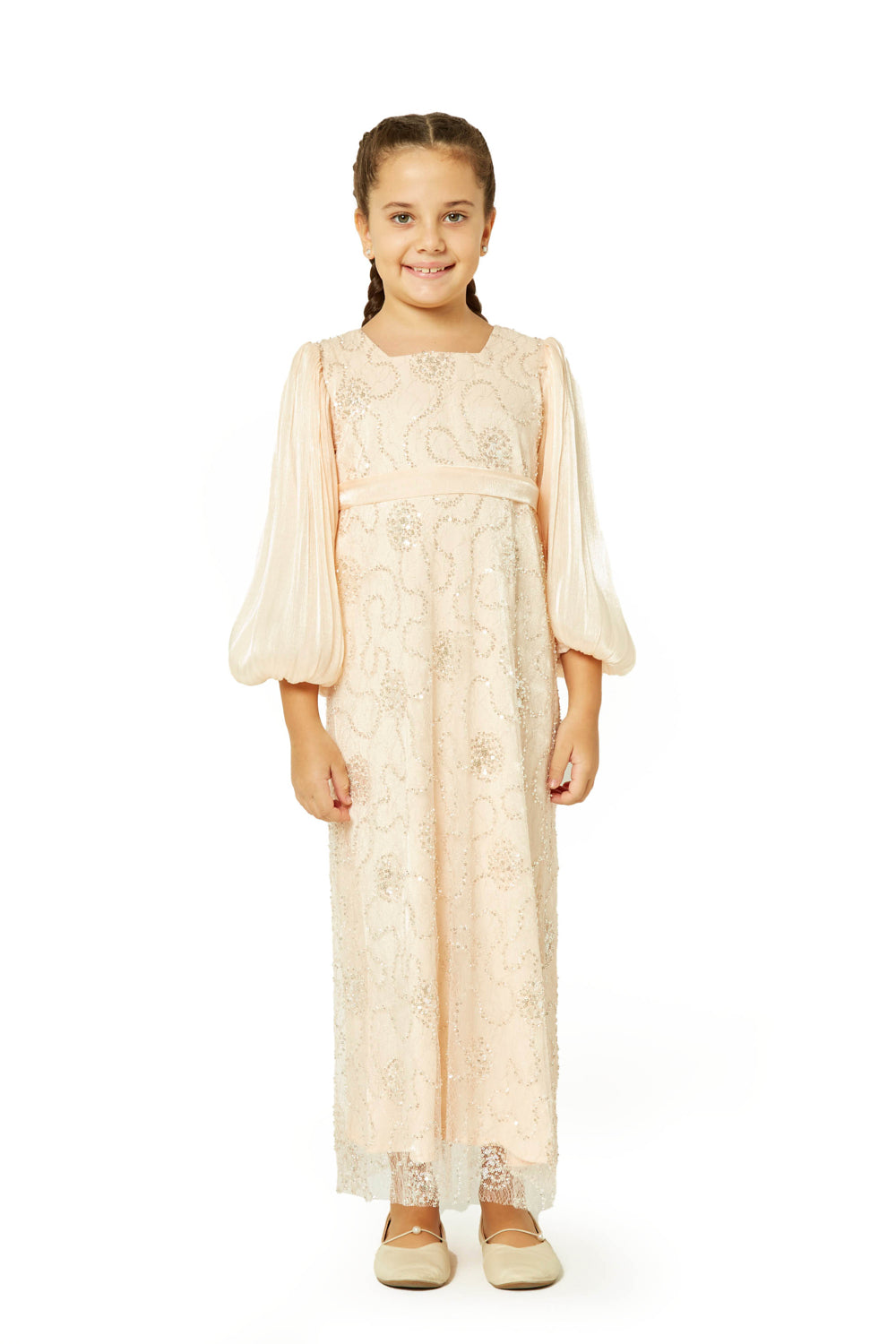 Crystal Whimsy Pleated Sleeve Dress