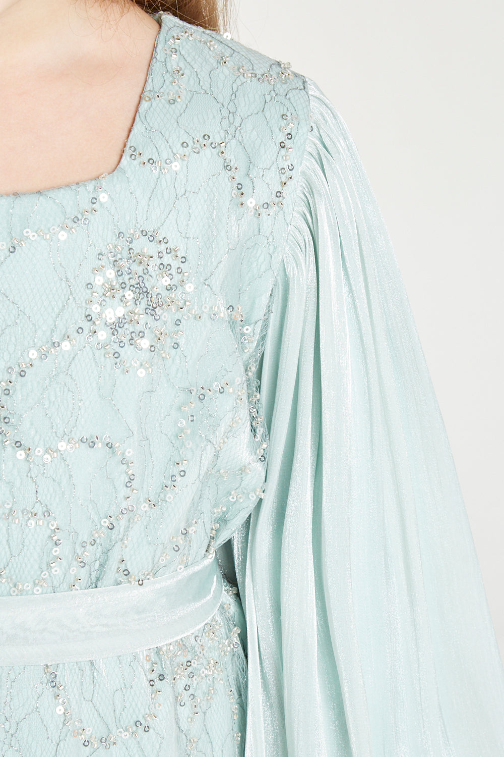 Crystal Whimsy Pleated Sleeve Dress