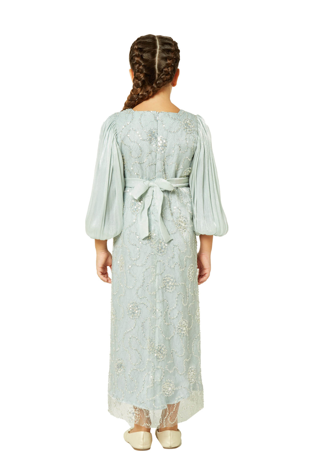 Crystal Whimsy Pleated Sleeve Dress