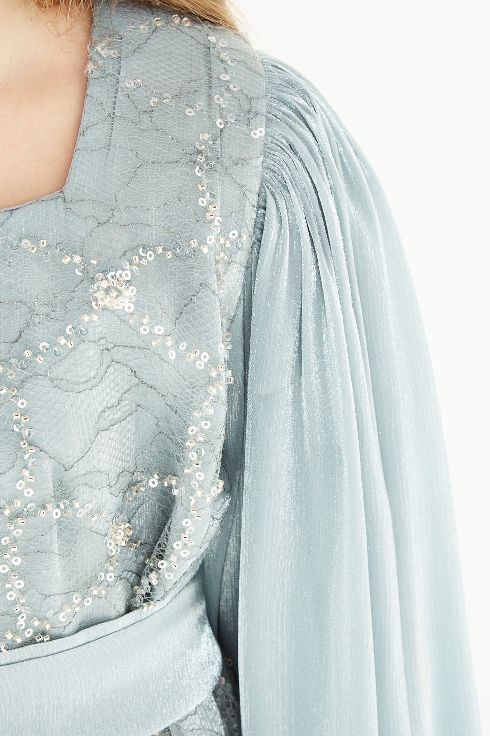 Crystal Whimsy Pleated Sleeve Dress