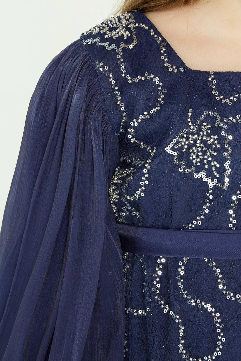 Crystal Whimsy Pleated Sleeve Dress