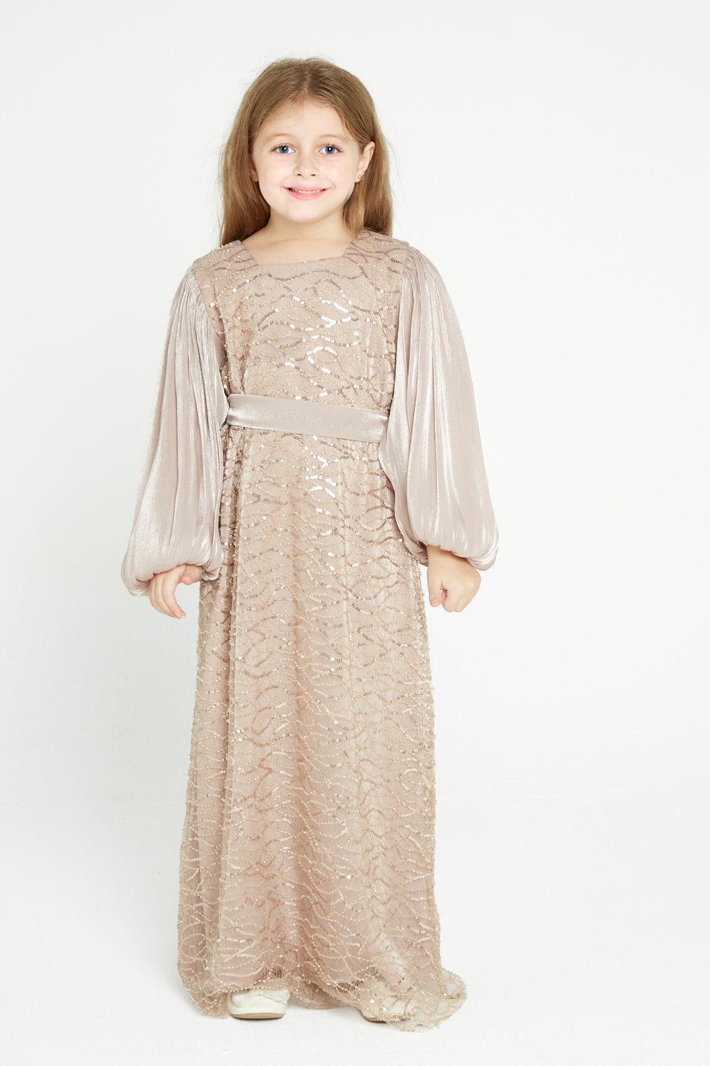 Crystal Whimsy Pleated Sleeve Dress