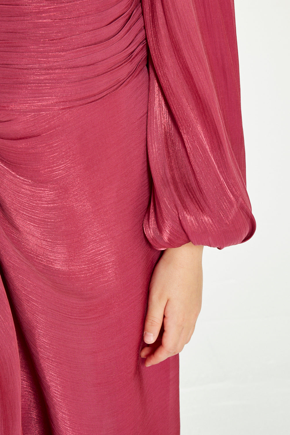 Draped Balloon Sleeves Gown
