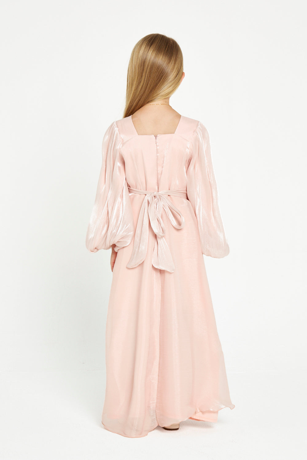 Draped Balloon Sleeves Gown