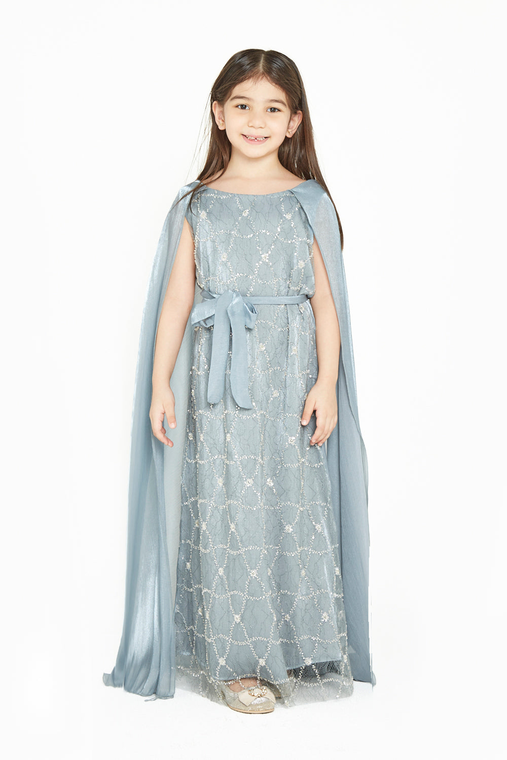 Embellished Cape Gown