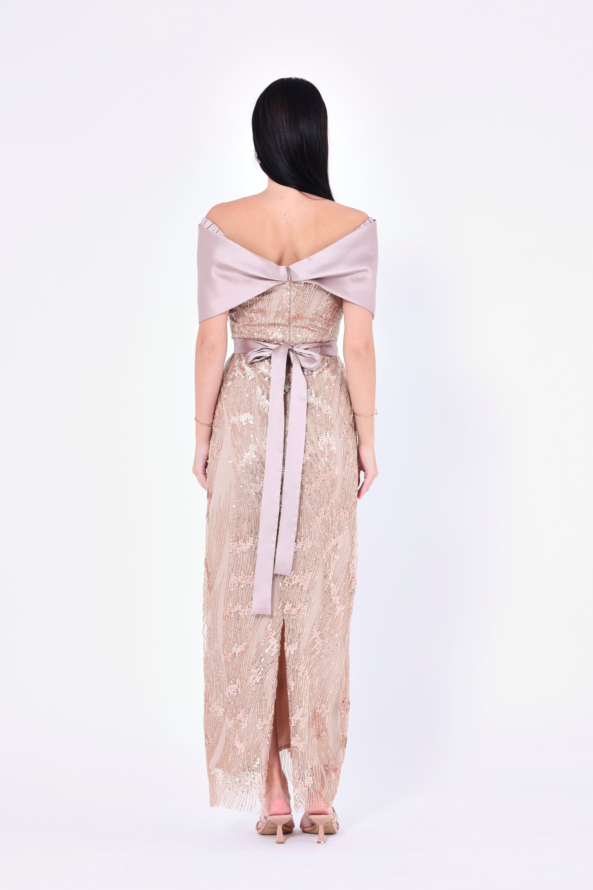 Opulent Sequin Embellished Draped Gown