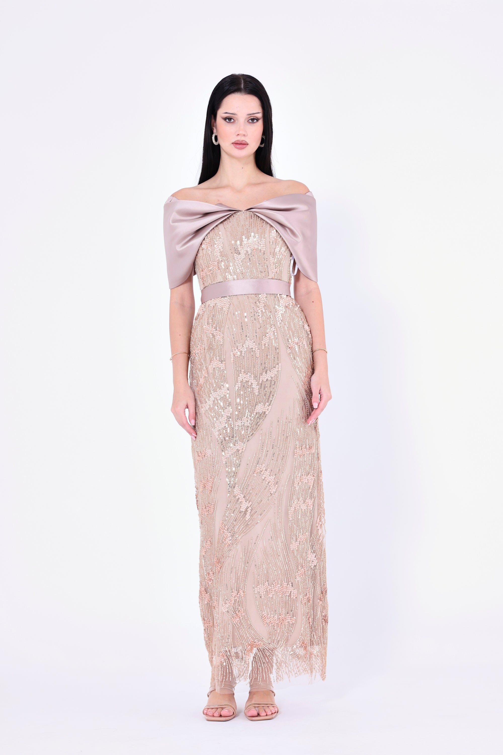 Opulent Sequin Embellished Draped Gown