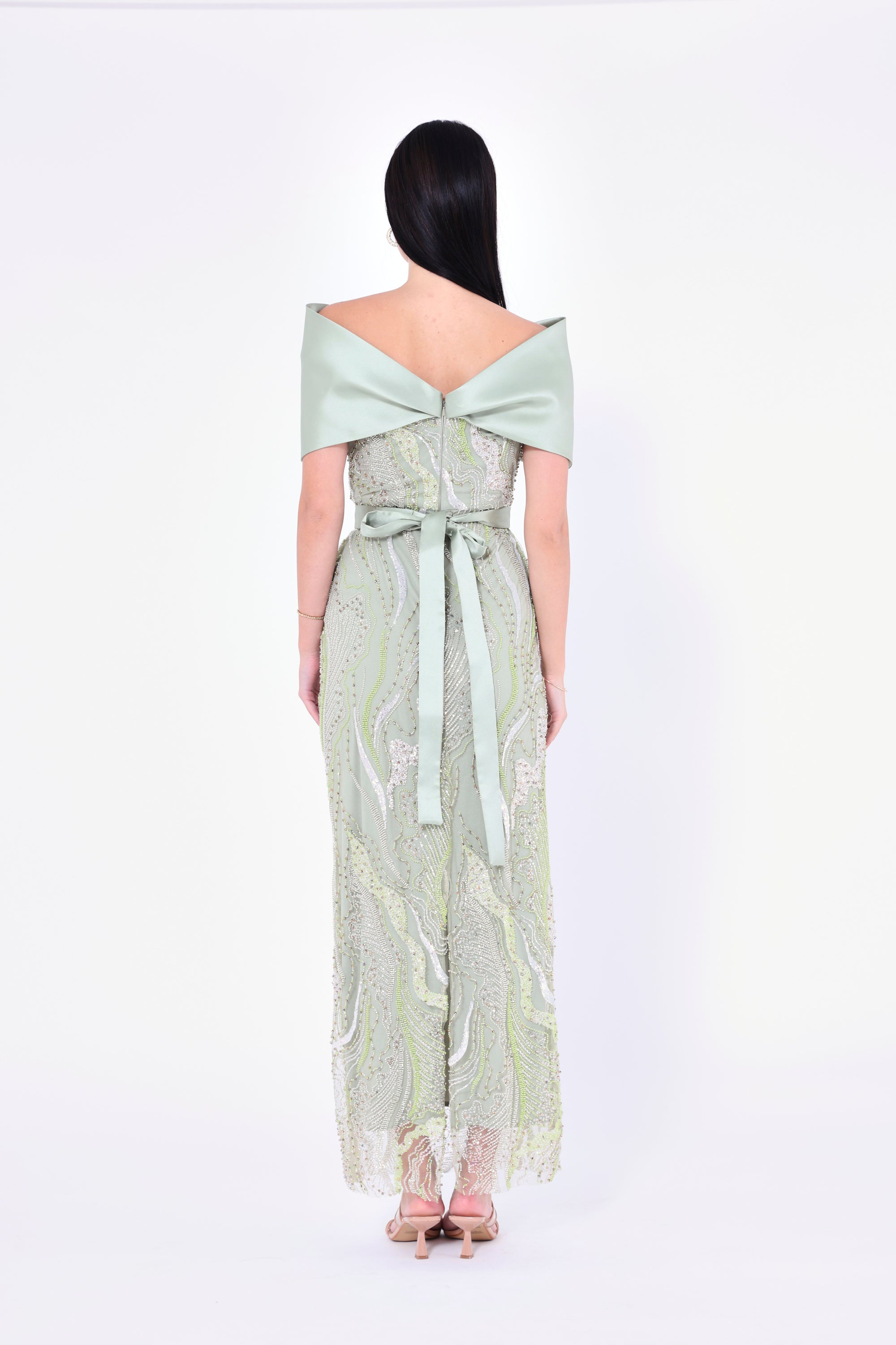 Opulent Sequin Embellished Draped Gown
