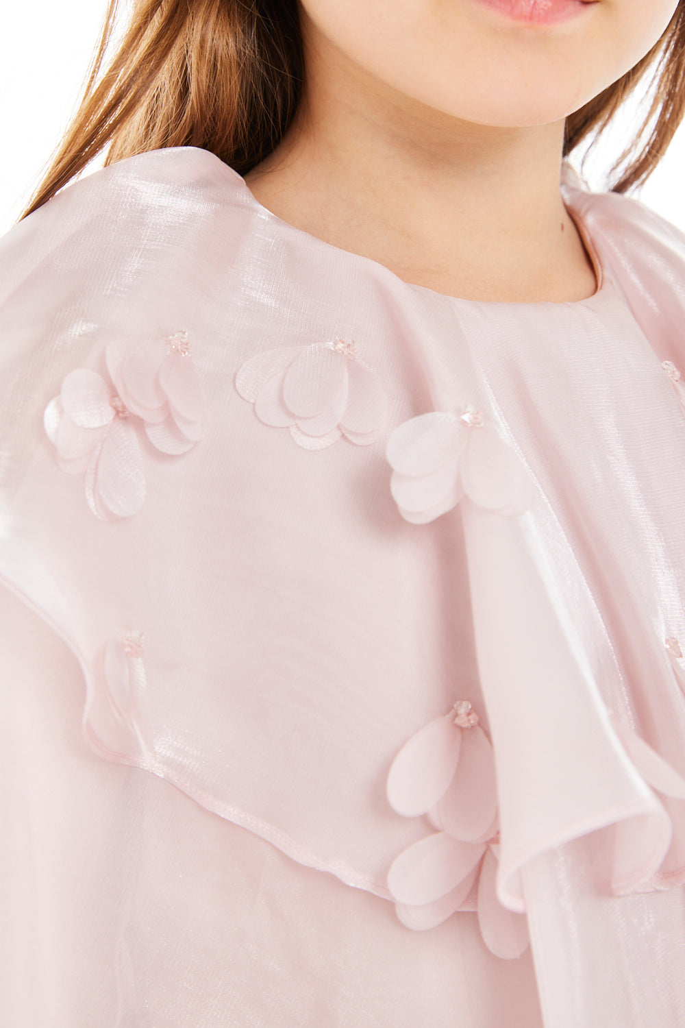 Layered Ruffle Cape Gown