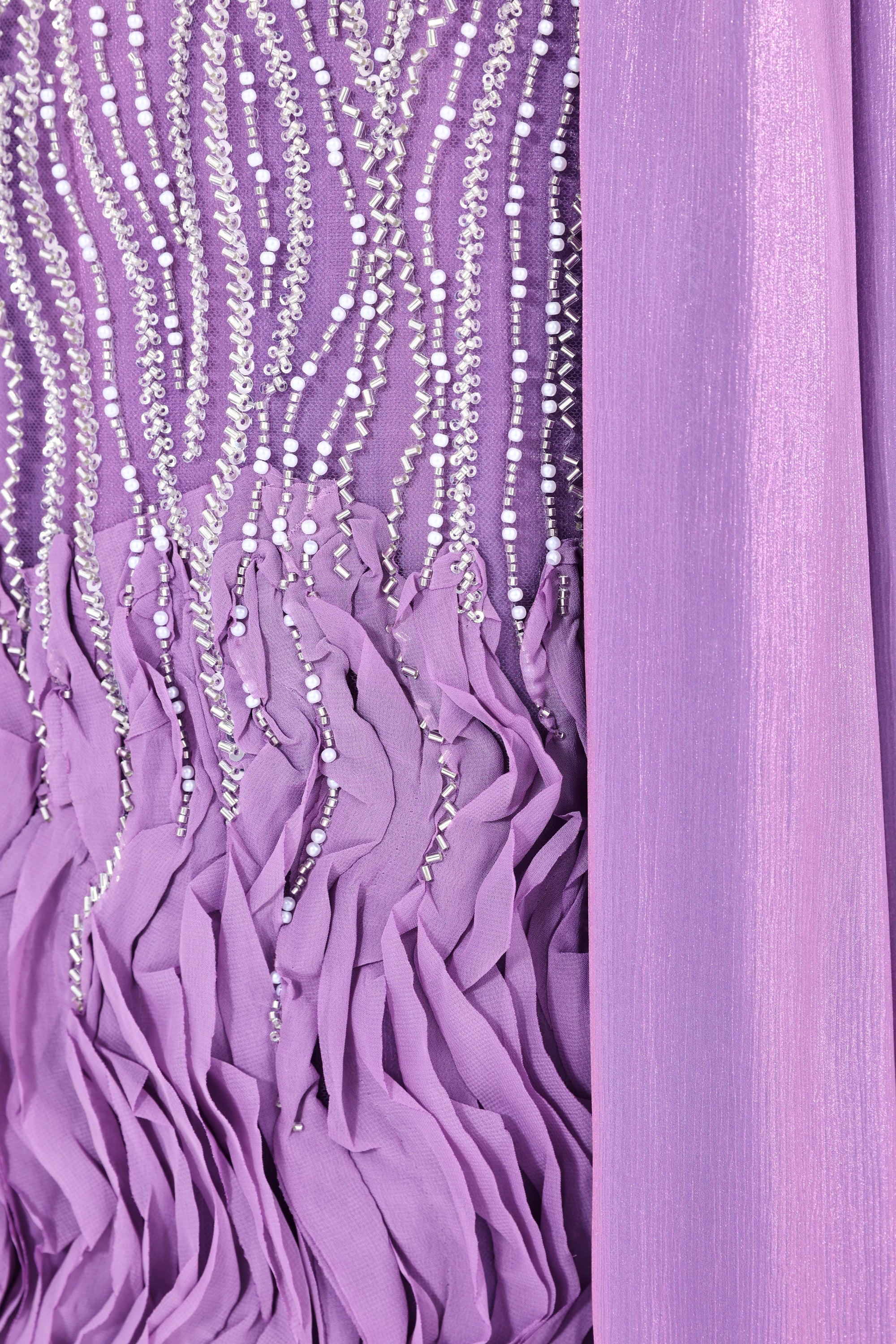 Ruffles Embellished Tulle Dress With Long Overlay Bisht