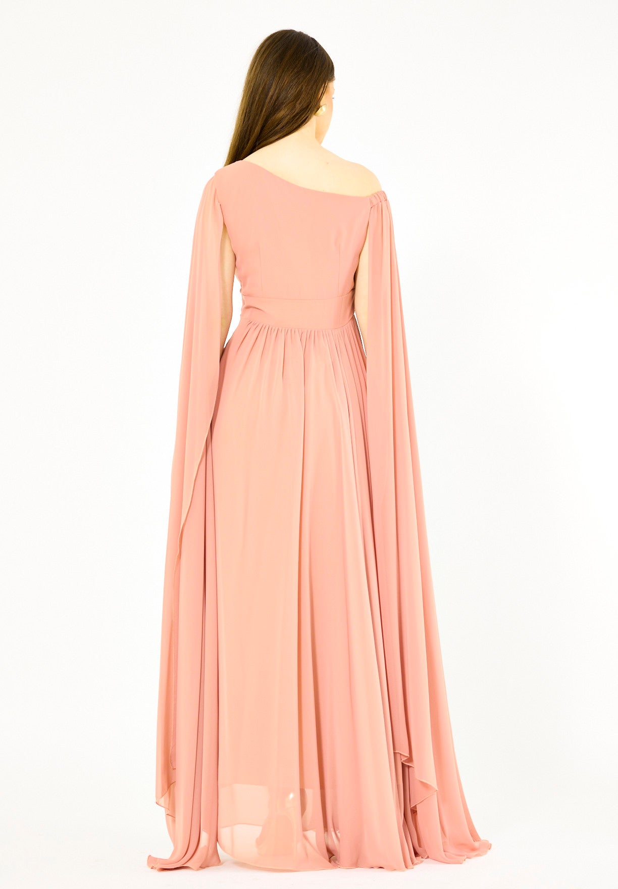 Modern One-Shoulder Draped Chiffon Gown