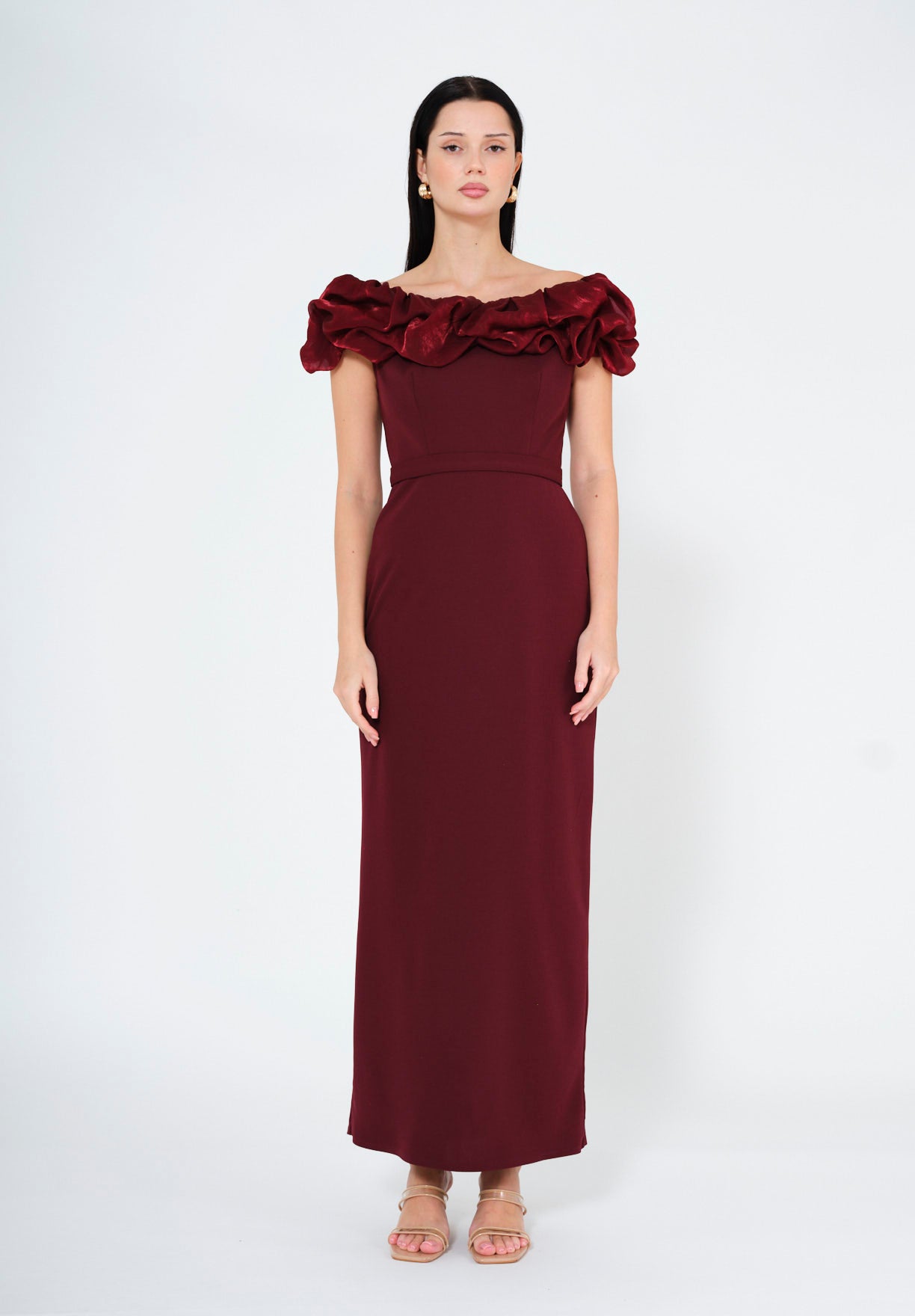 Rosé Radiance Ruffle Gown