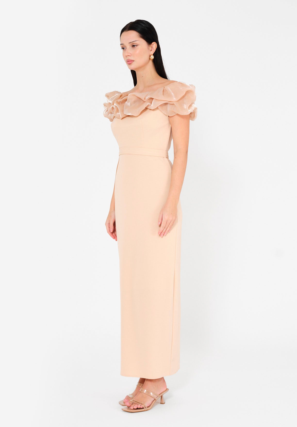 Rosé Radiance Ruffle Gown