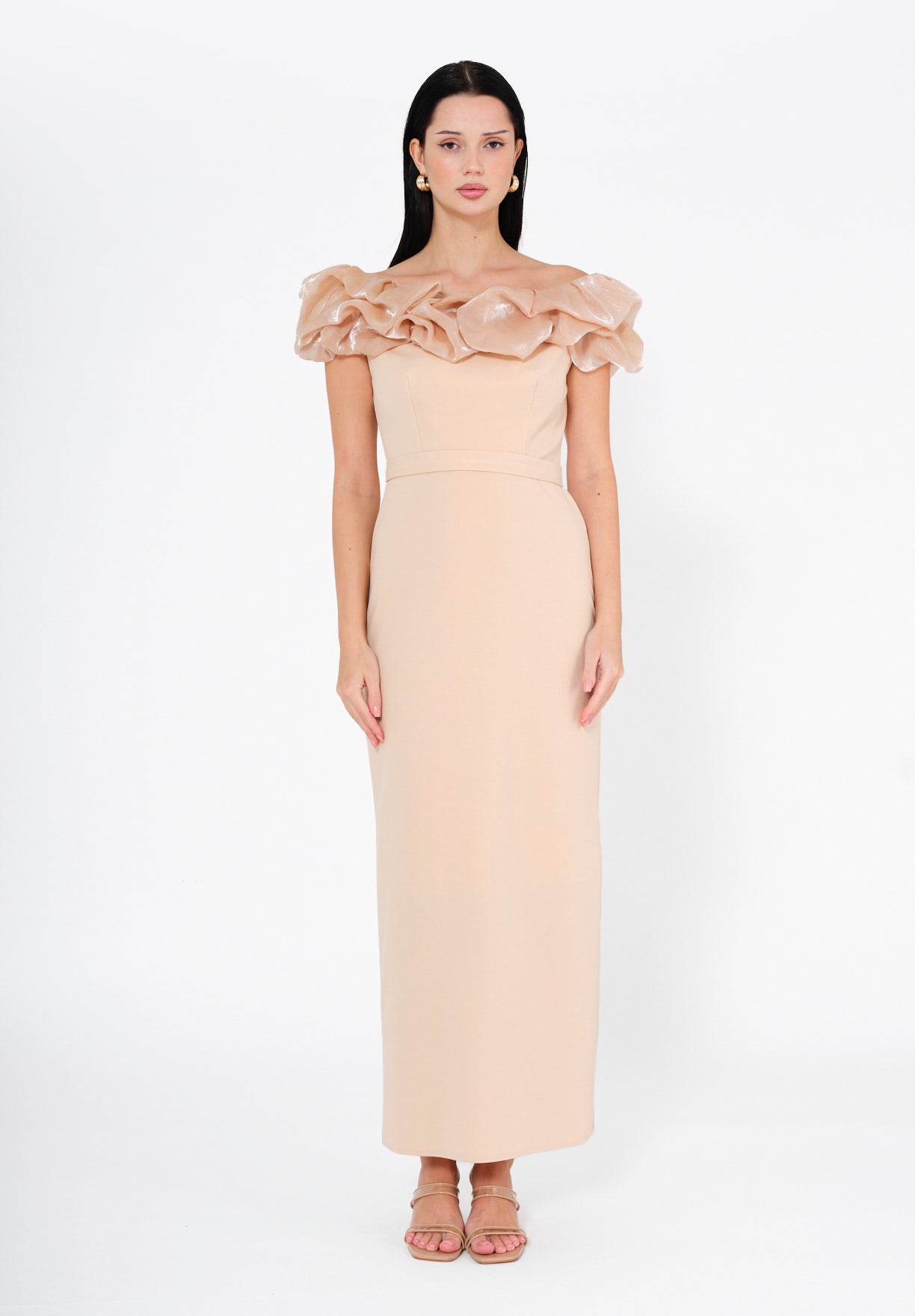 Rosé Radiance Ruffle Gown