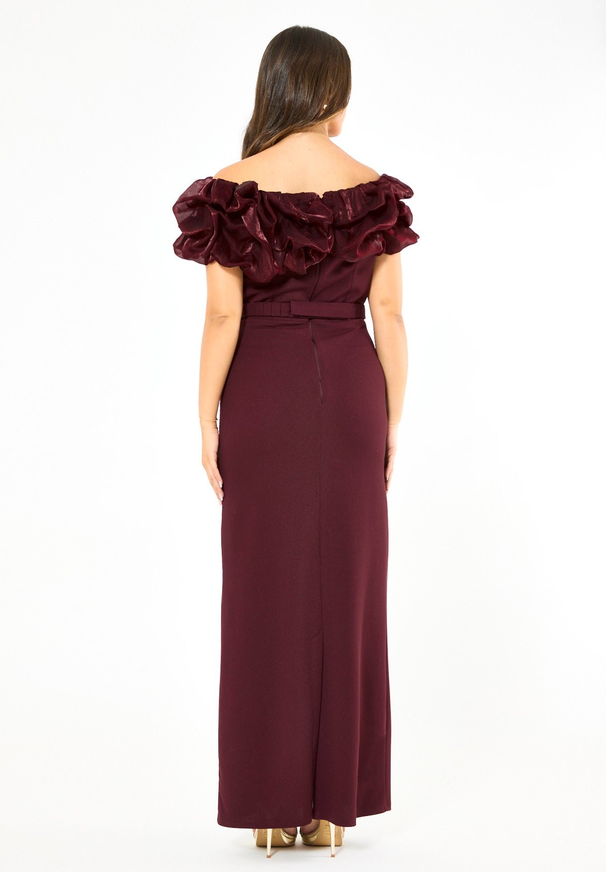 Rosé Radiance Ruffle Gown