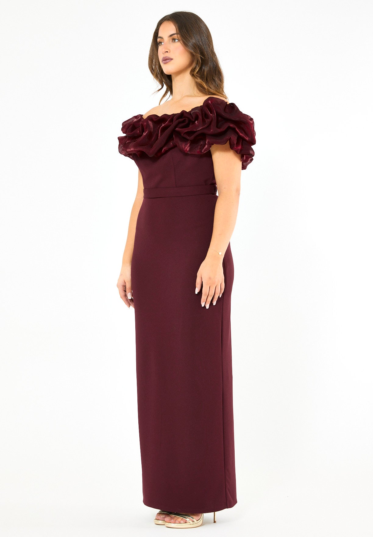 Rosé Radiance Ruffle Gown