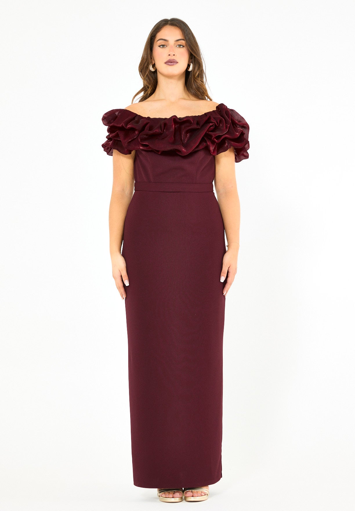 Rosé Radiance Ruffle Gown