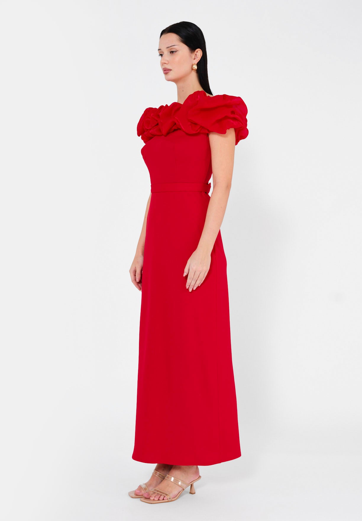 Rosé Radiance Ruffle Gown