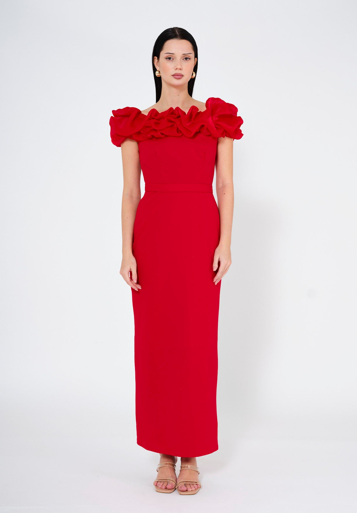 Rosé Radiance Ruffle Gown