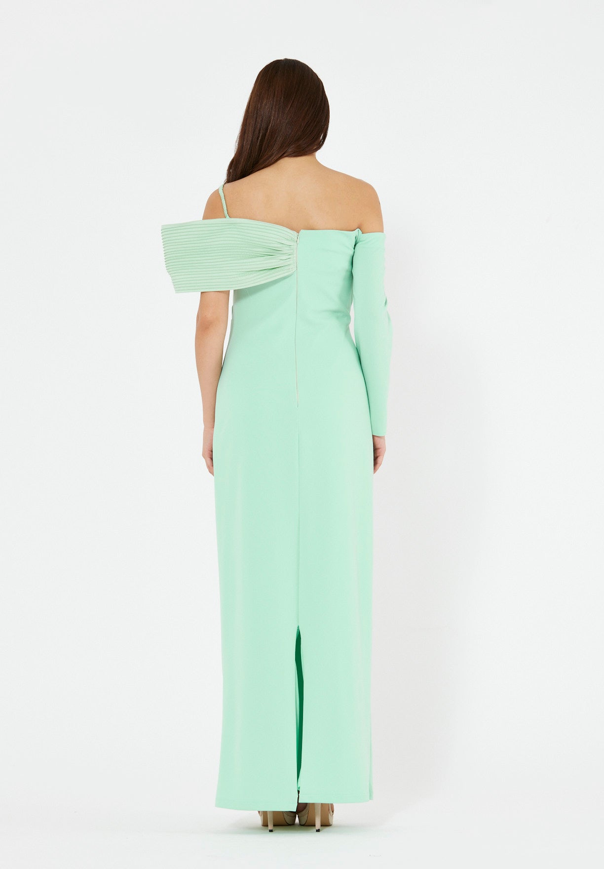 Sculpted Bow Neckline Column Gown