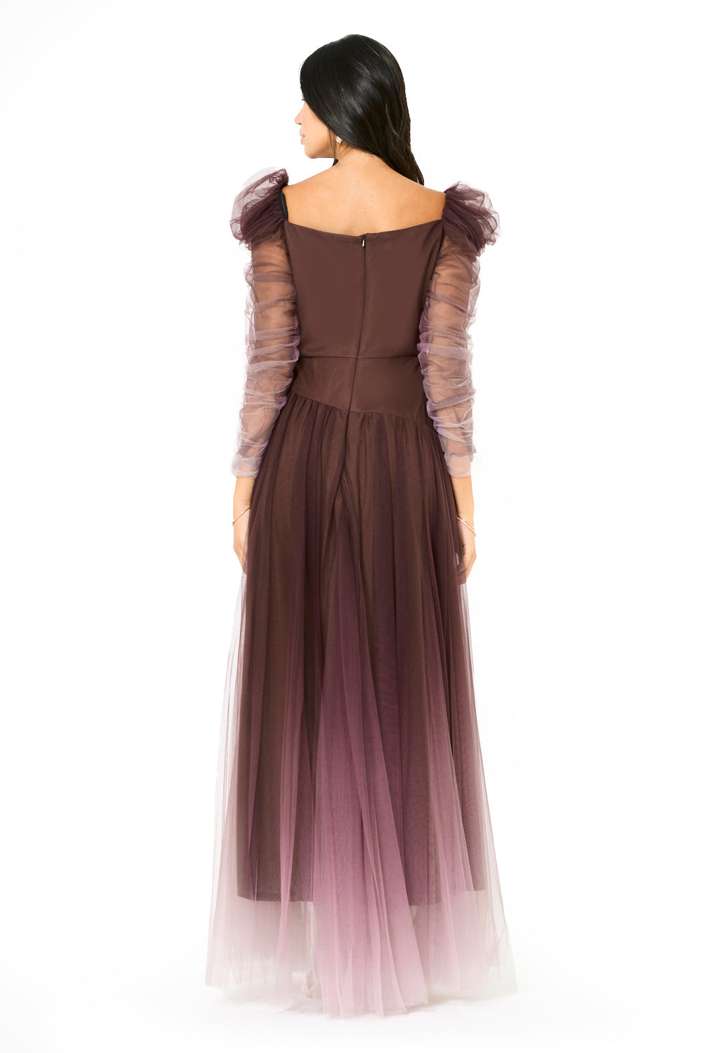 Ruched أومبير تول مساء ثوب