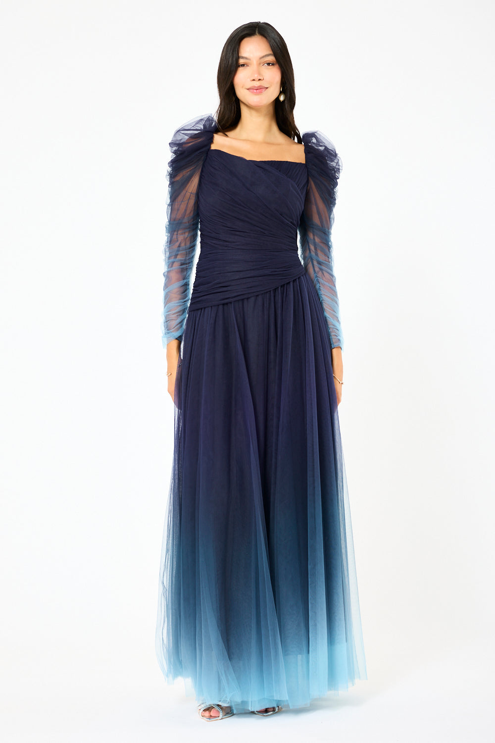 Ruched أومبير تول مساء ثوب