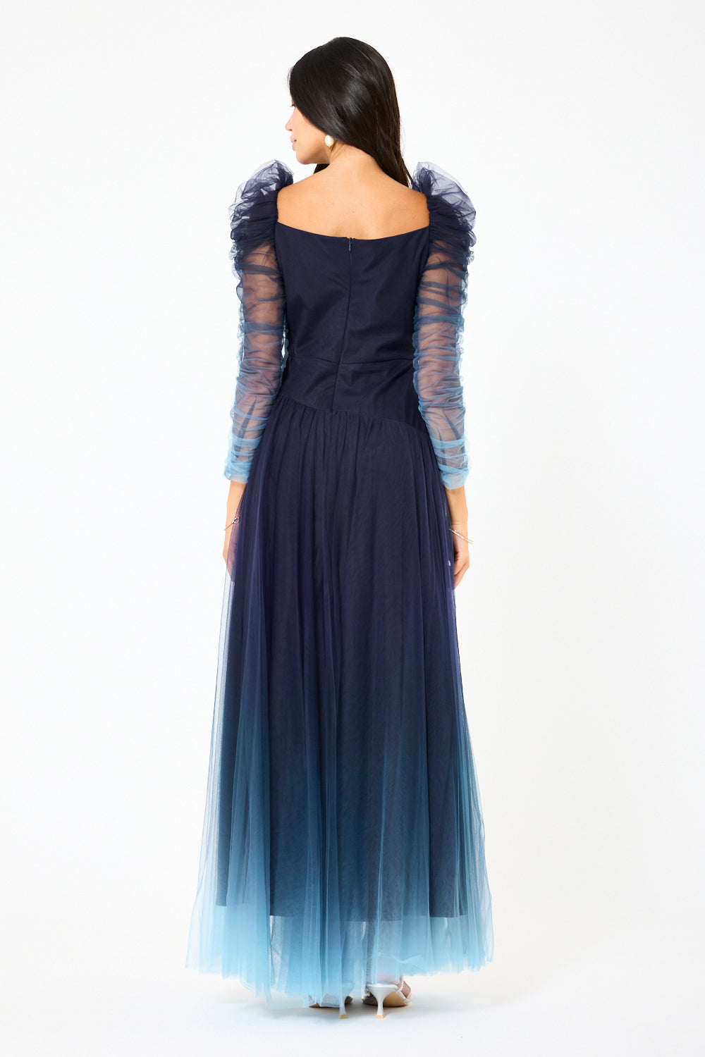 Ruched أومبير تول مساء ثوب