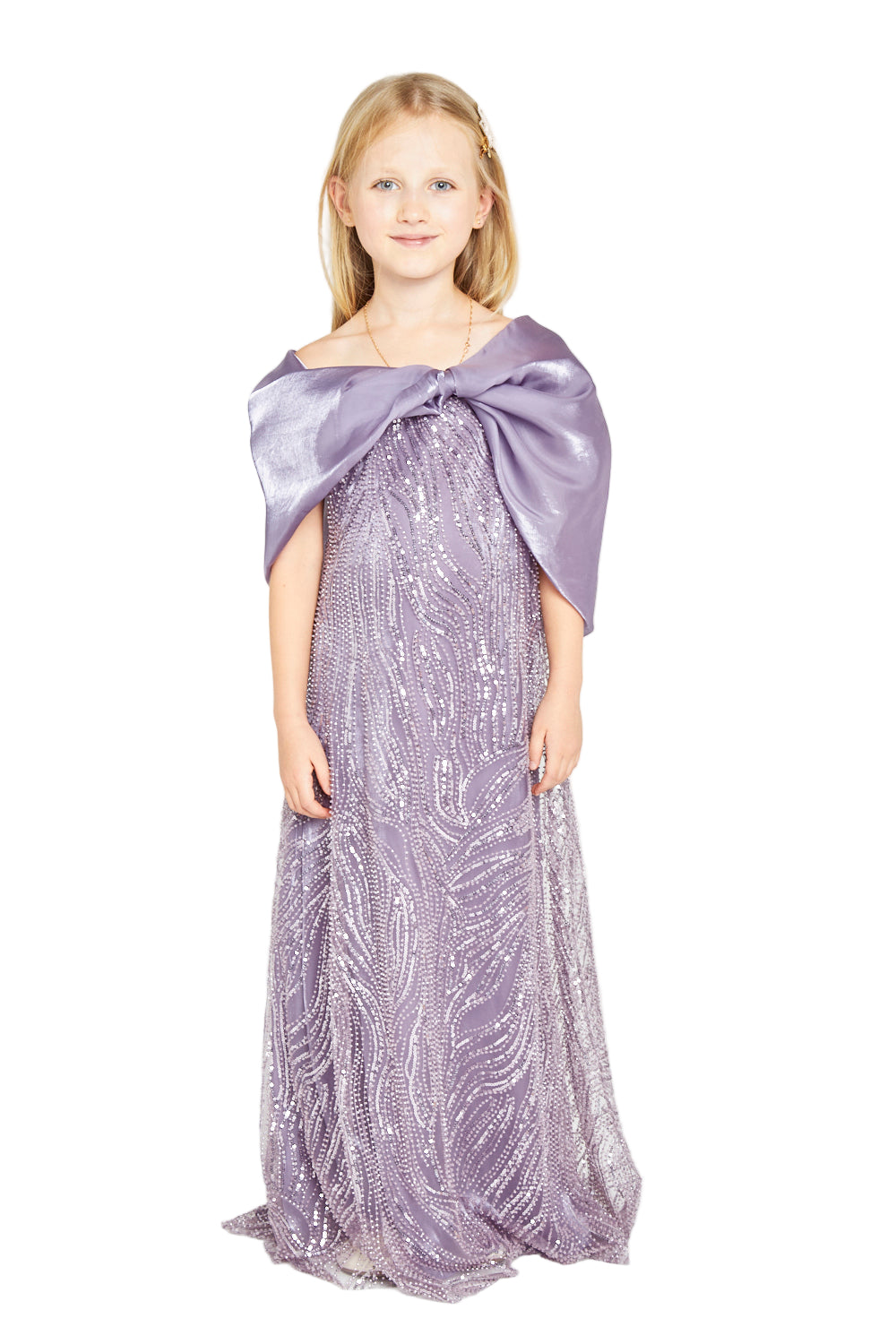 Sequin Embellished Gown with Statement Overlay