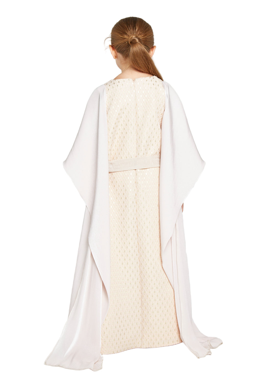 Metallic Jacquard Dress with Cape