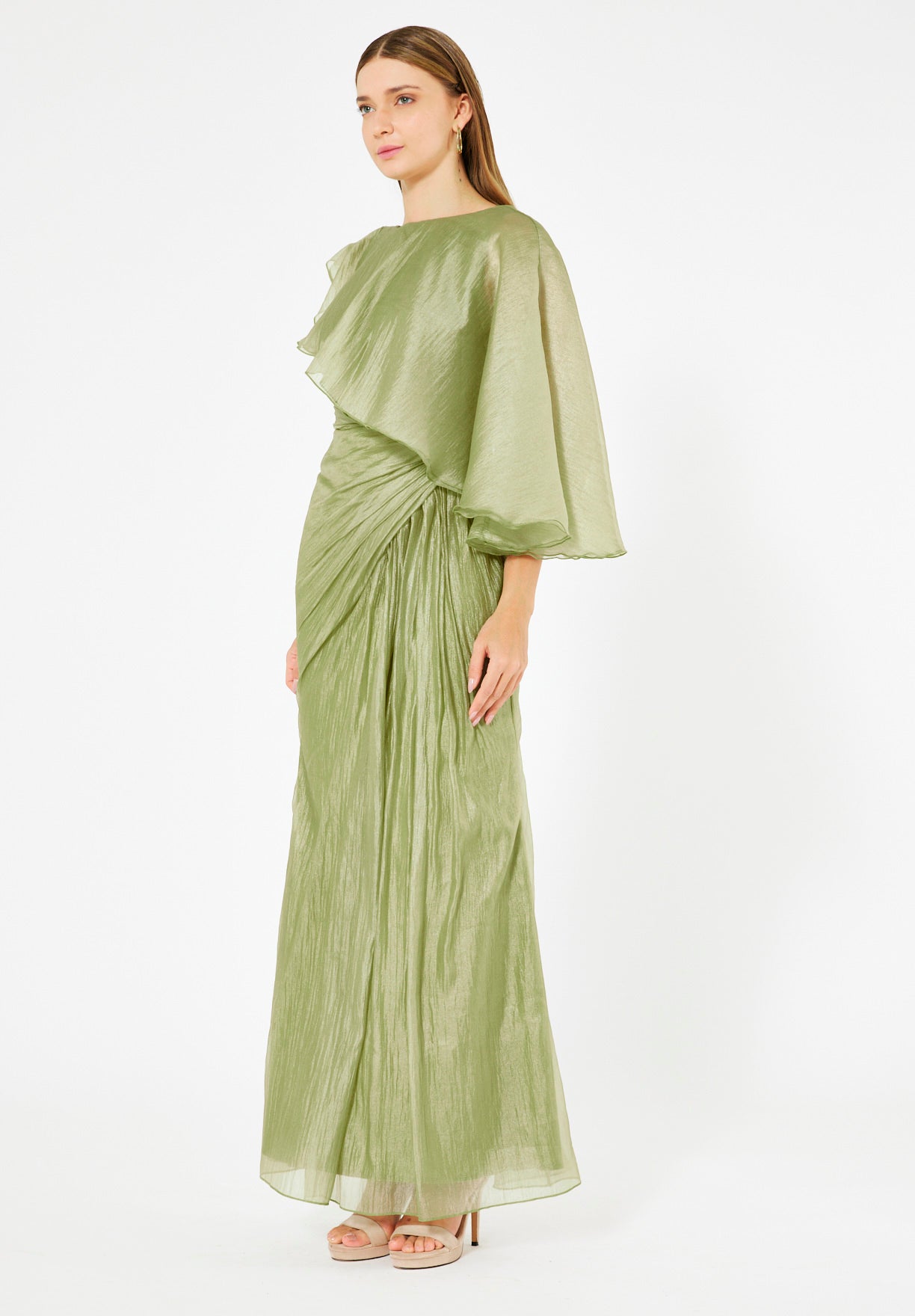 Asymmetric Draped Elegance Gown