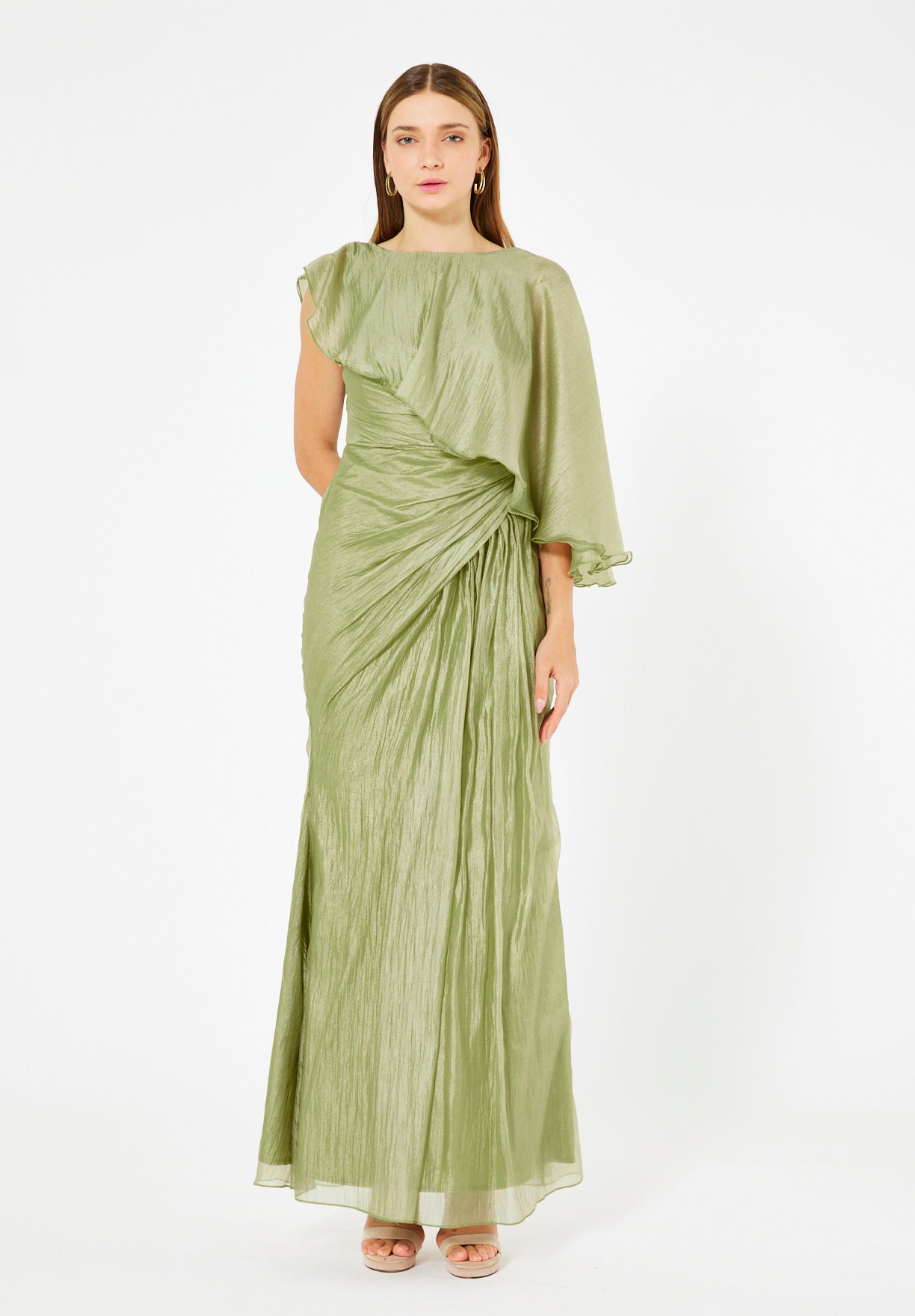 Asymmetric Draped Elegance Gown