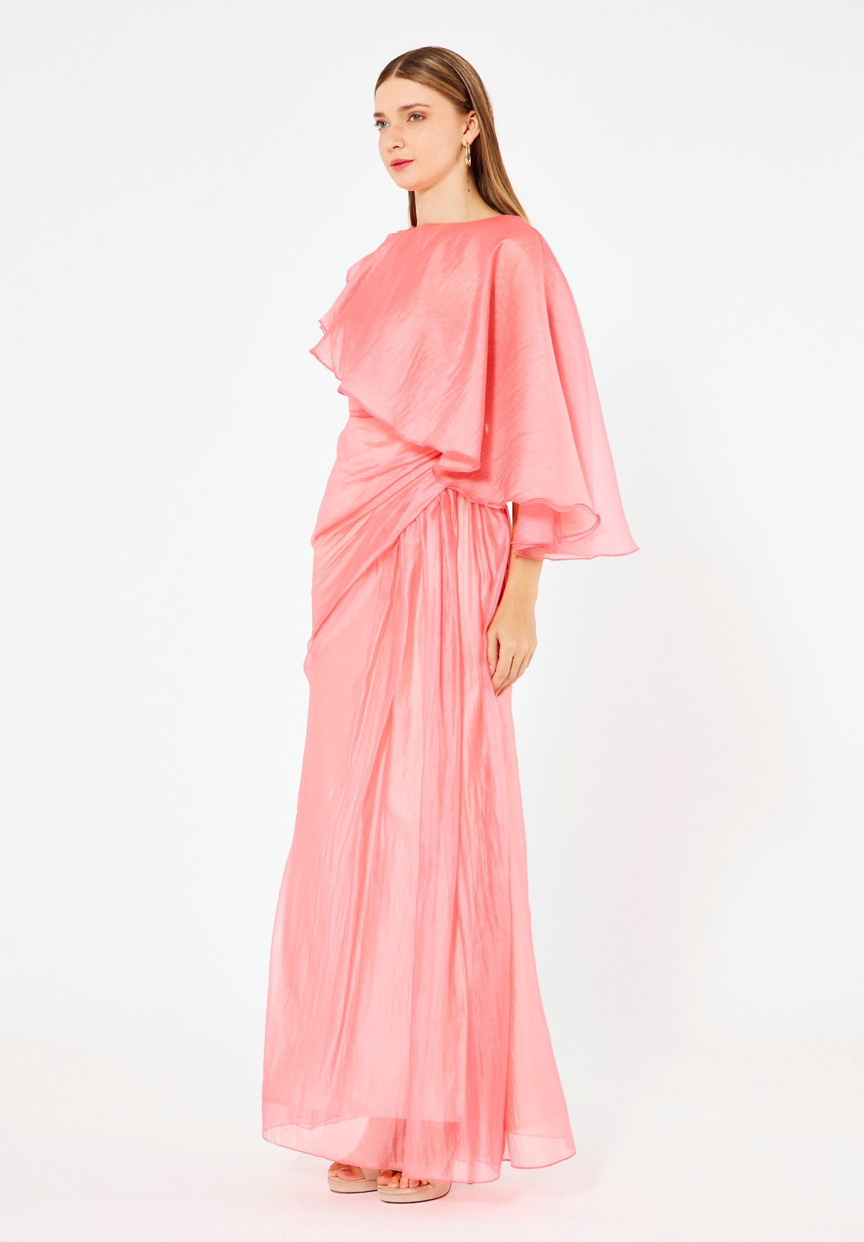 Asymmetric Draped Elegance Gown