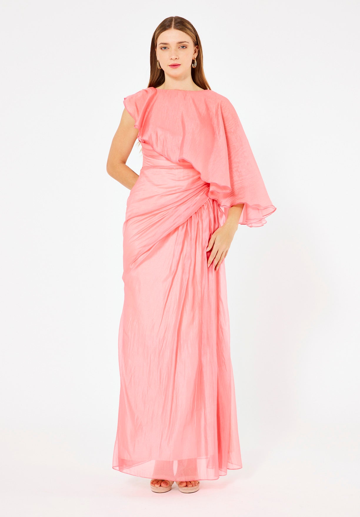 Asymmetric Draped Elegance Gown