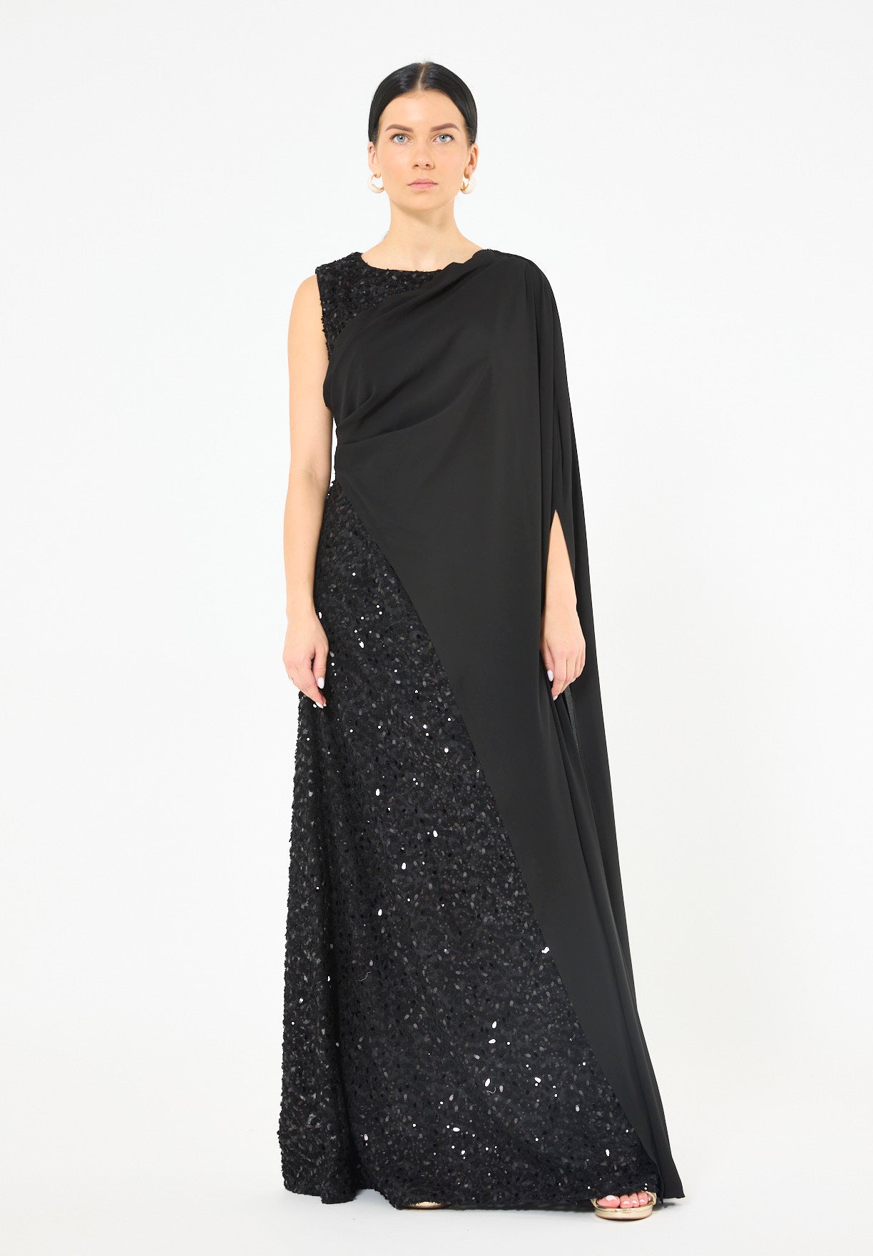 3D Texture Pailette Embellished A-line Gown